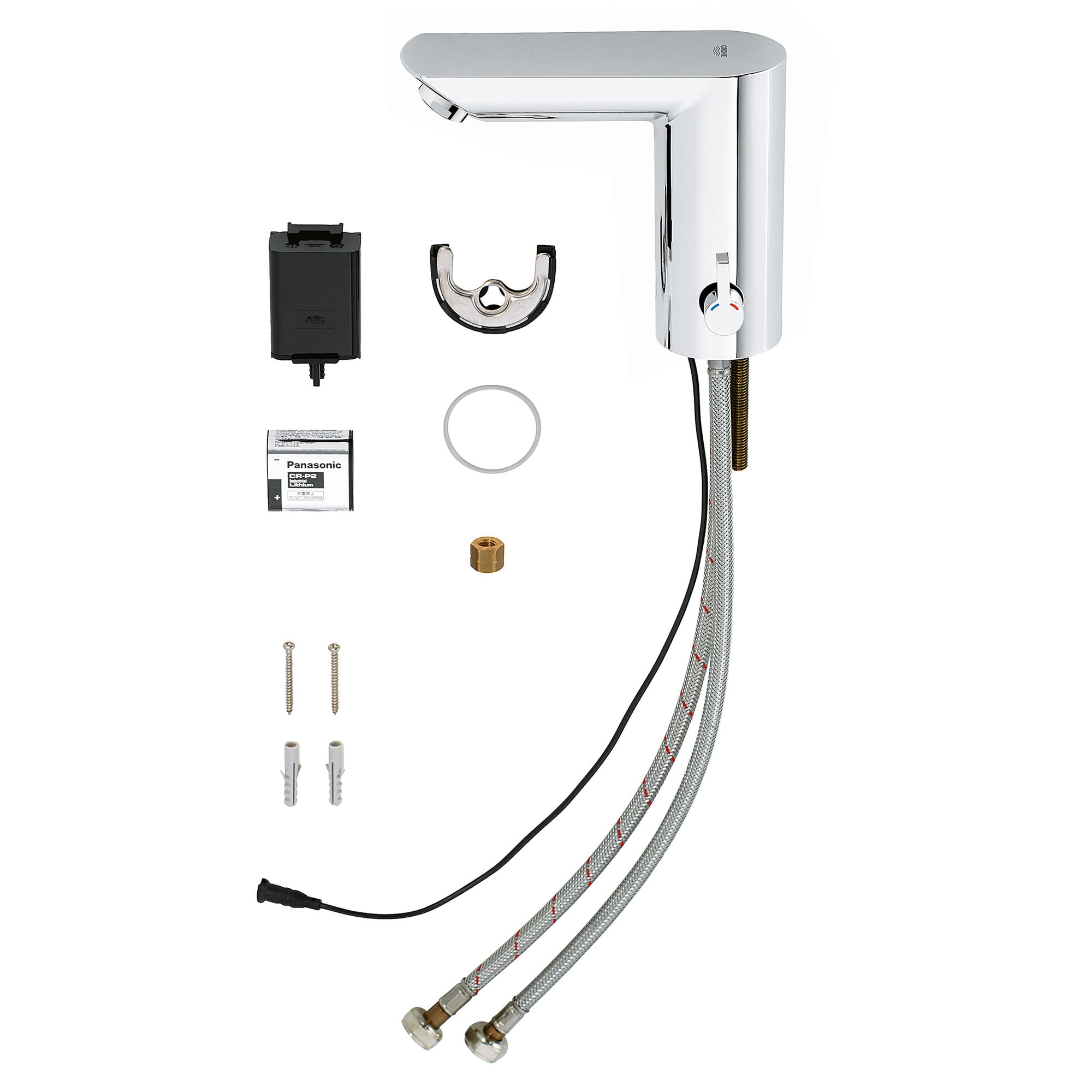 E Touchless Electronic Faucet with Temperature Control Lever, Battery